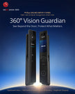 Philips DDL902-MFVP-11HWS 360° Vision Guardian smart lock shown in two views against a blue gradient background with promotional text and the Philips logo.